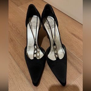 STUART WEITZMAN Black Satin Mary Jane heels